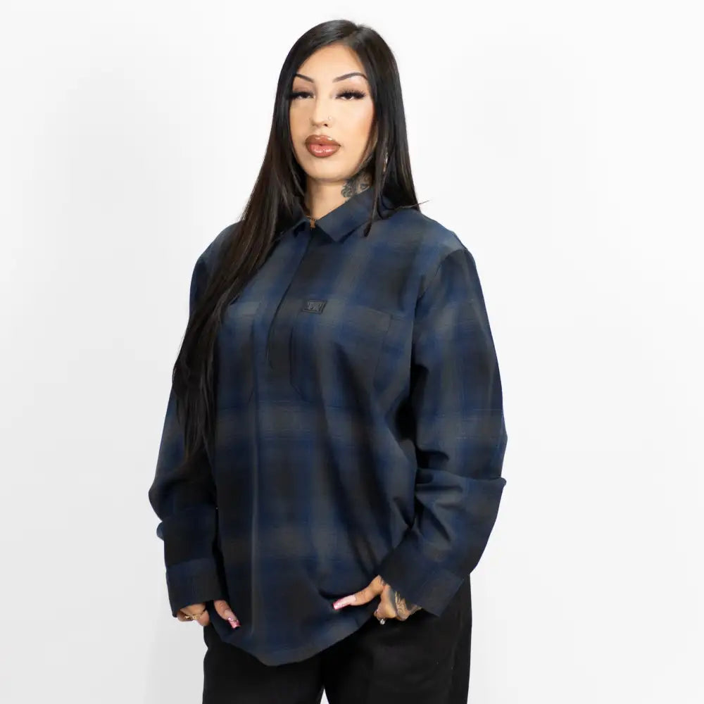 FB County Long Sleeve Checker Zip Shirt