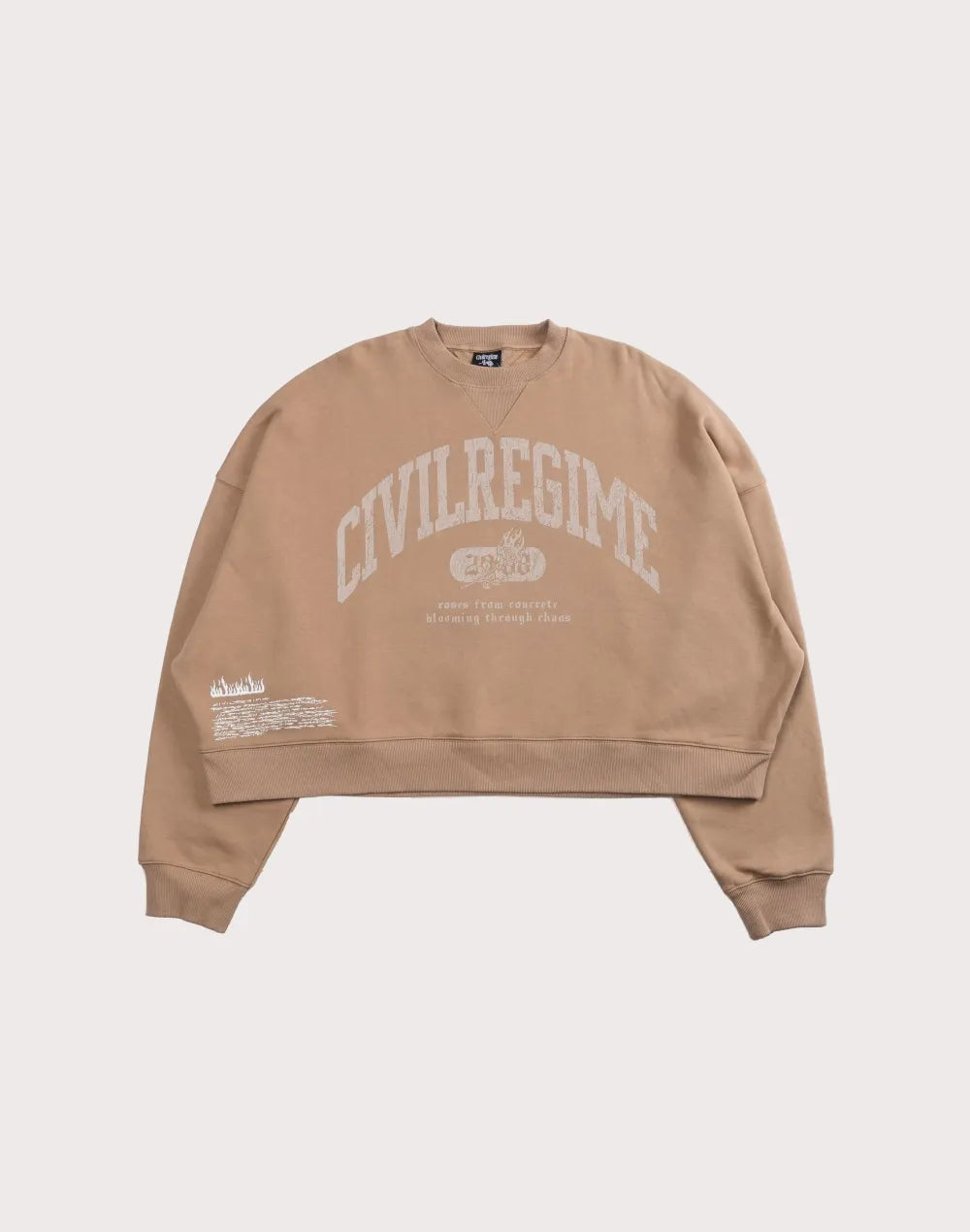 CIVIL CLOTHING Rose Year Cropped Sand Crew