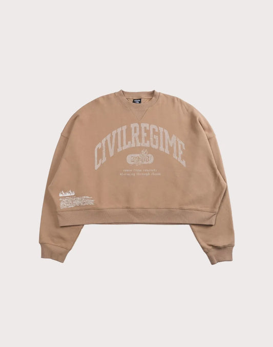 CIVIL CLOTHING Rose Year Cropped Sand Crew