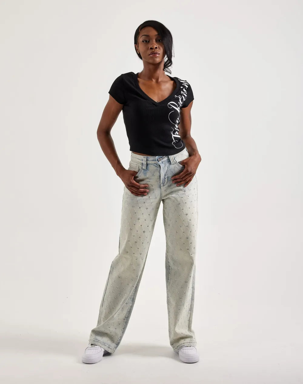 Grindhouse Wide Rhinestone Jeans