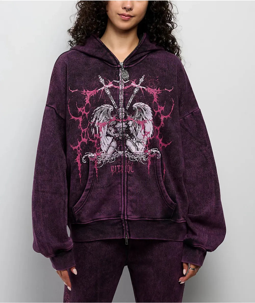 Vitriol Lenexa Shadow Purple Wash Zip Hoodie