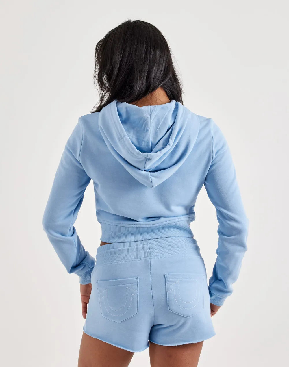 True Religion Full-Zip Fleece Cropped Hoodie