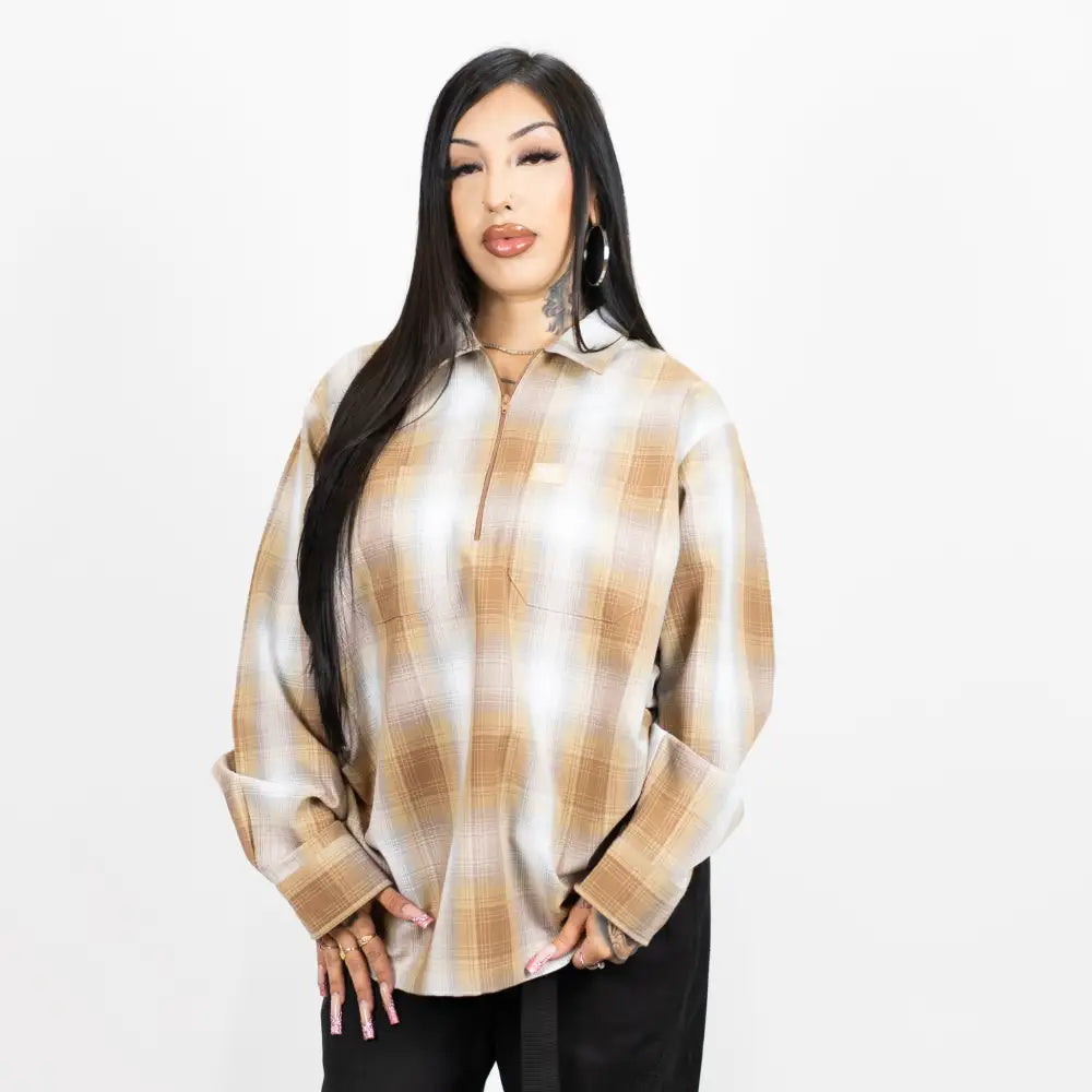 FB County Long Sleeve Checker Zip Shirt