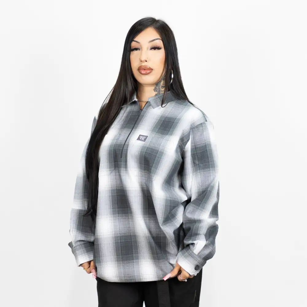 FB County Long Sleeve Checker Zip Shirt