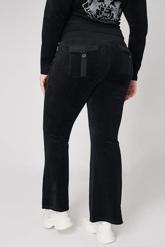 Plus-Size Hollywood Scottie Snap Pocket Cotton Velour Track Pants