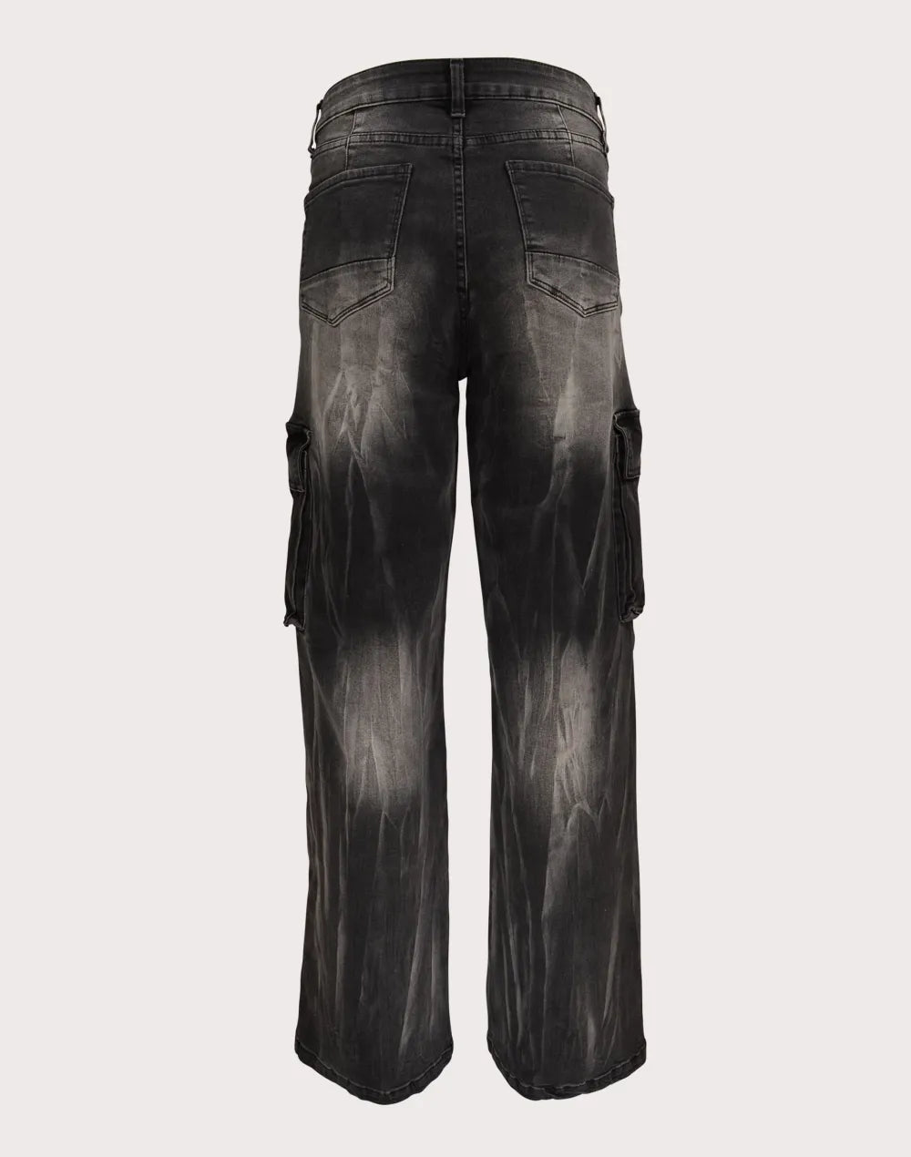 Grindhouse Wide Leg Cargo Denim Black Jeans