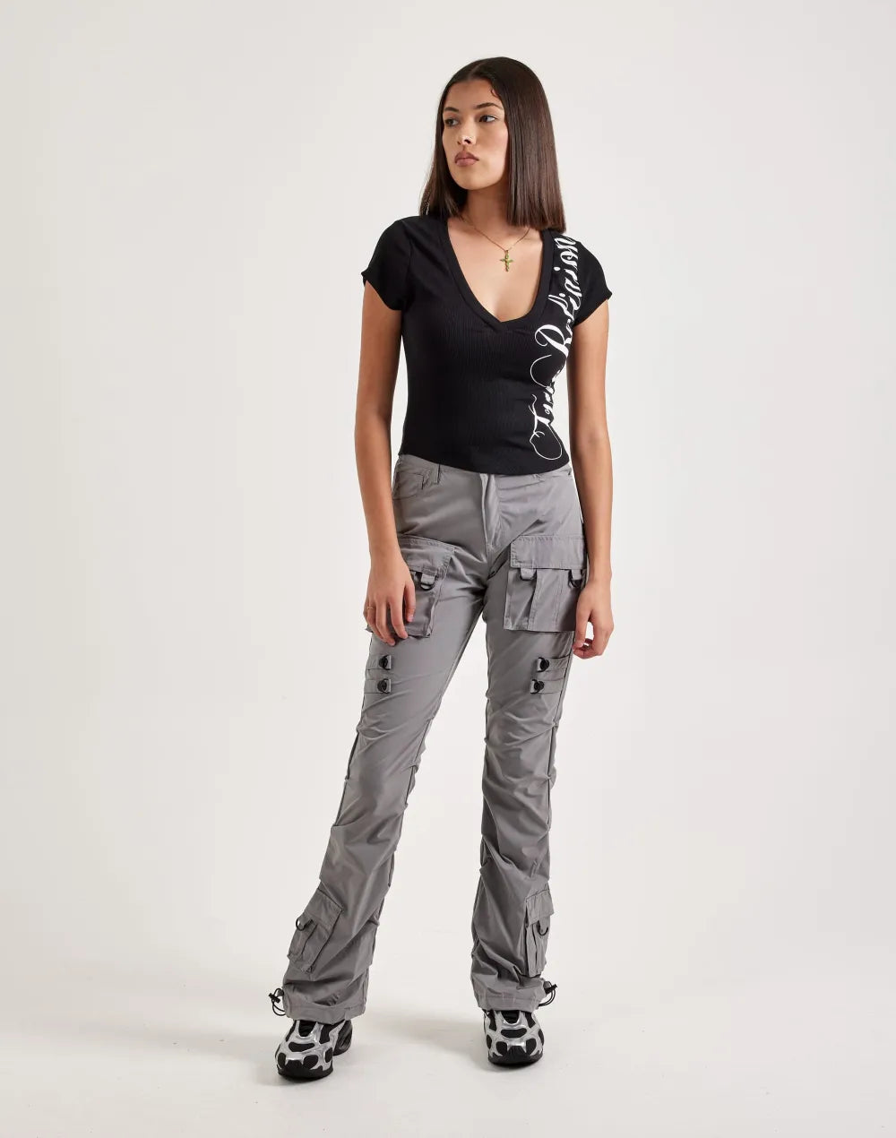 True Religion Cap Sleeve V-Neck Tee