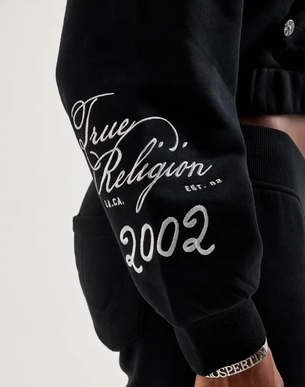 True Religion Crystal Patched Full-Zip Fleece Hoodie