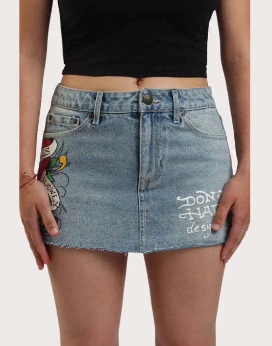 Ed Hardy Tiger Denim Mini Skirt