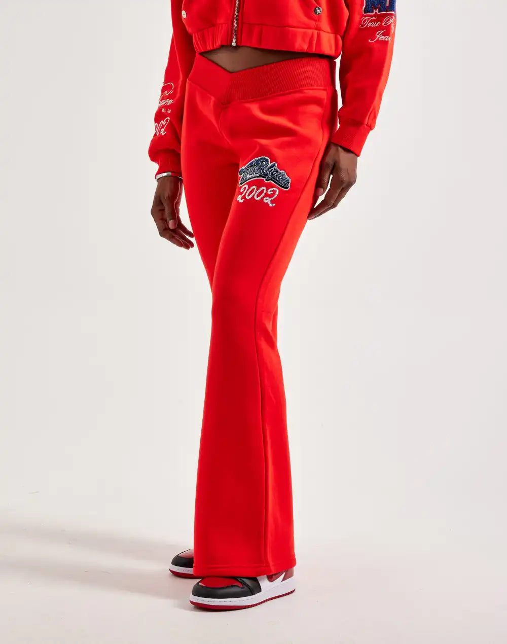 True Religion Crystal Logo Flare Fleece Pants