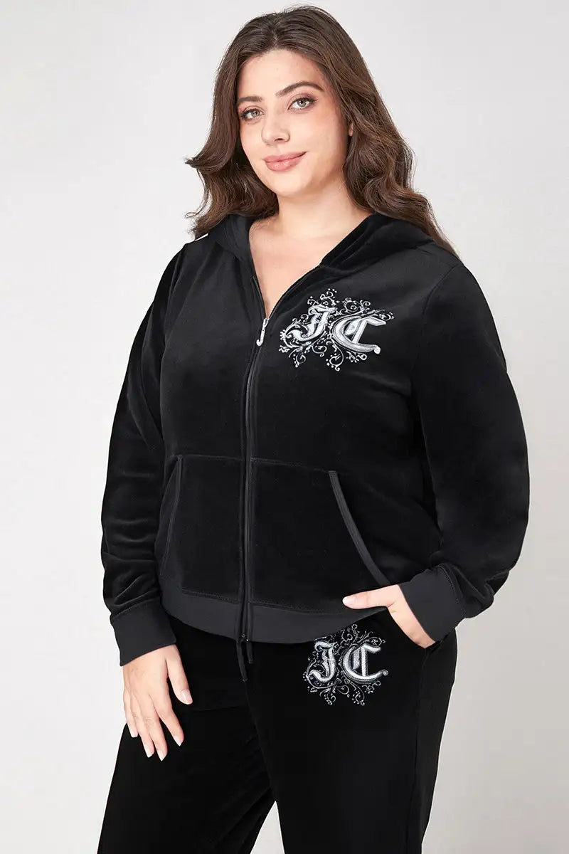 Plus-Size Monogram Heritage Cotton Velour Hoodie