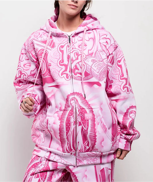 FB County Graffiti Pink Zip Hoodie