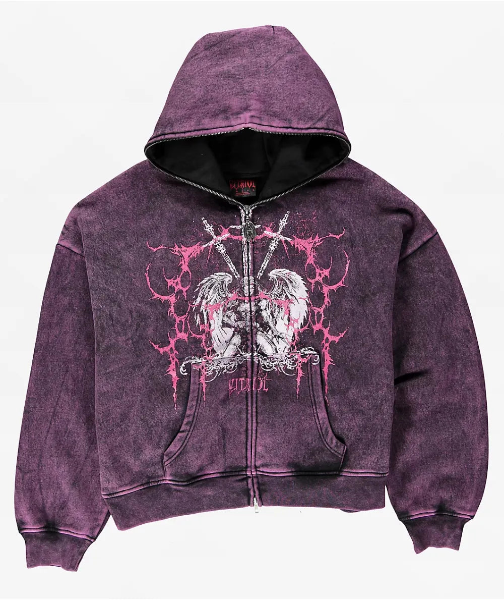 Vitriol Lenexa Shadow Purple Wash Zip Hoodie