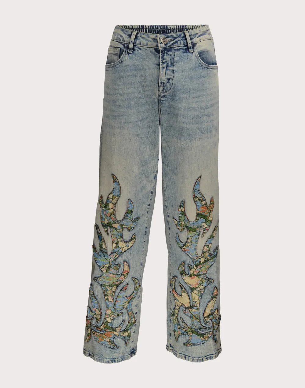 Grindhouse Wide Leg Denim Flame Pants