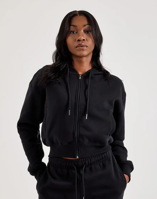 Red Fox Fleece Full-Zip Cropped Hoodie