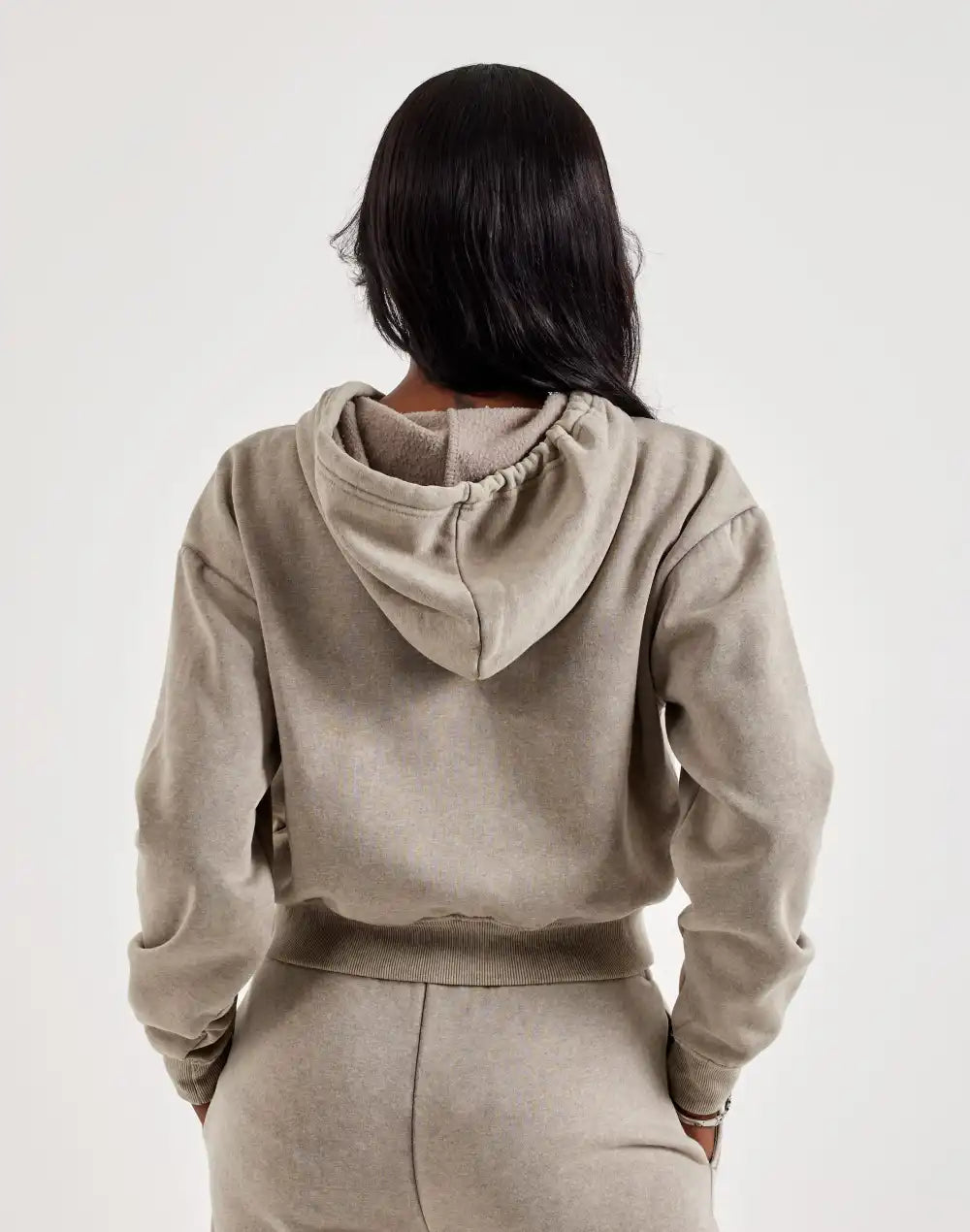 Red Fox Fleece Full-Zip Cropped Hoodie