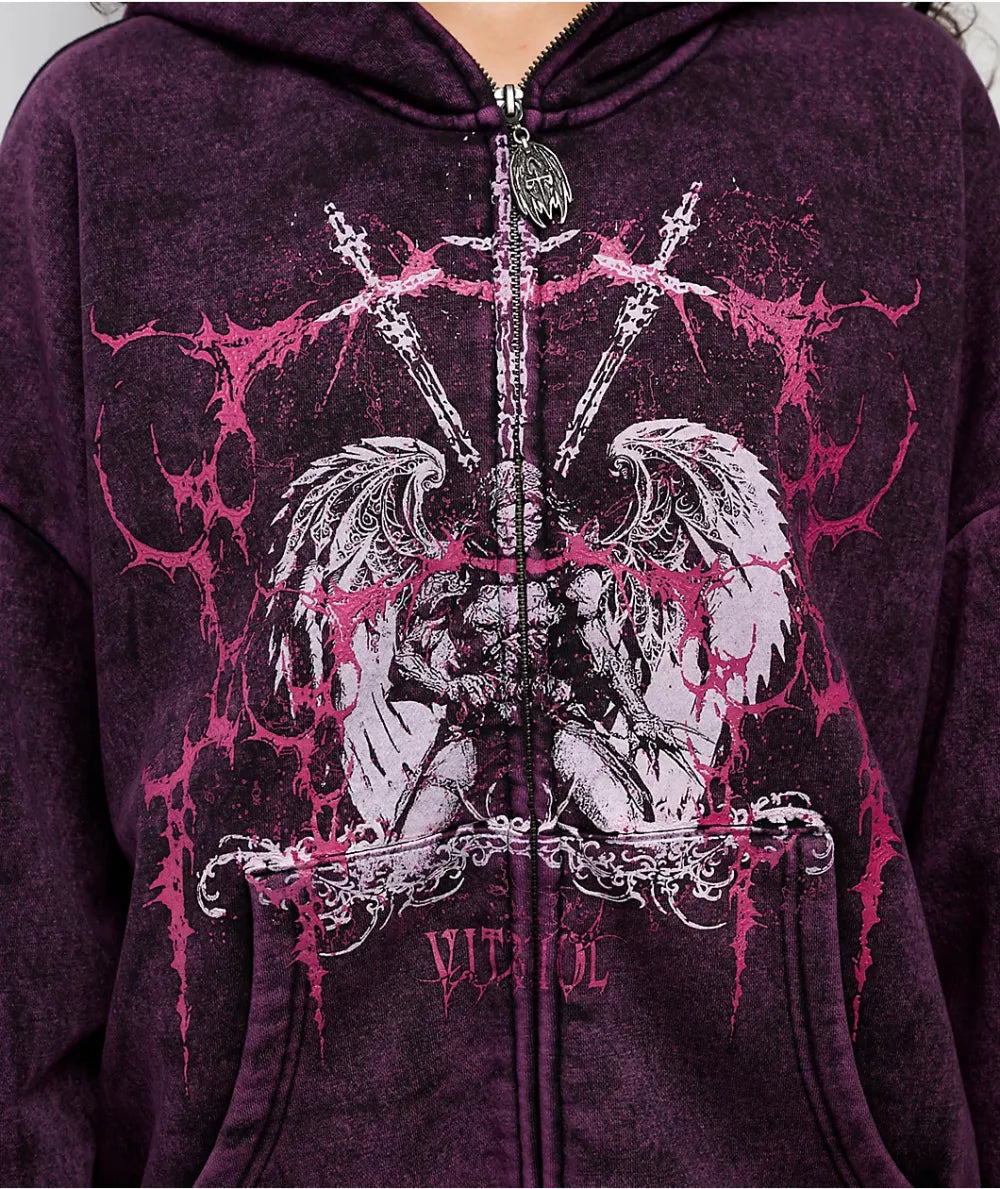 Vitriol Lenexa Shadow Purple Wash Zip Hoodie