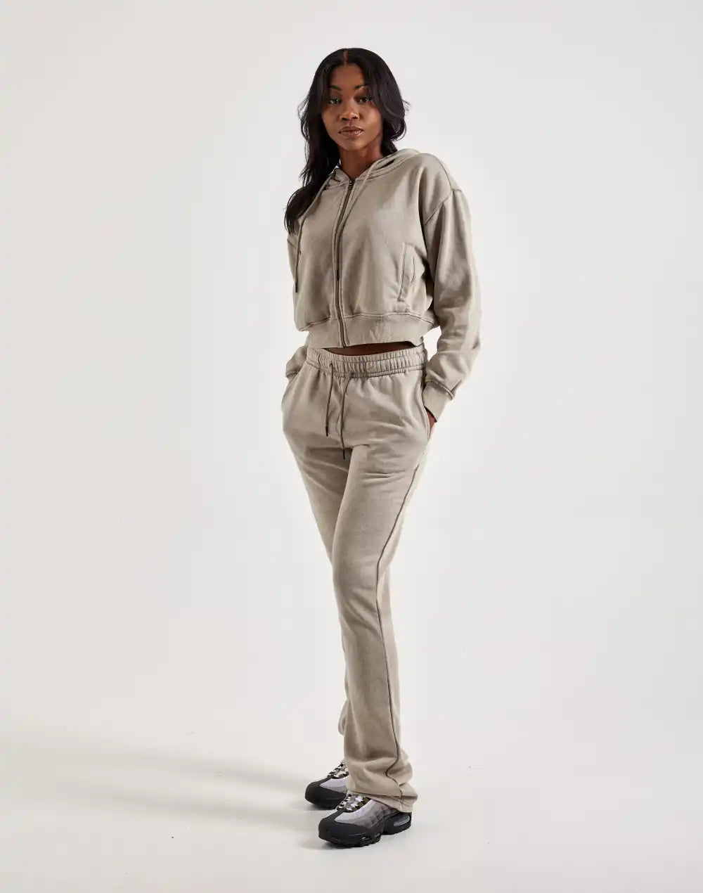 Red Fox Fleece Full-Zip Cropped Hoodie