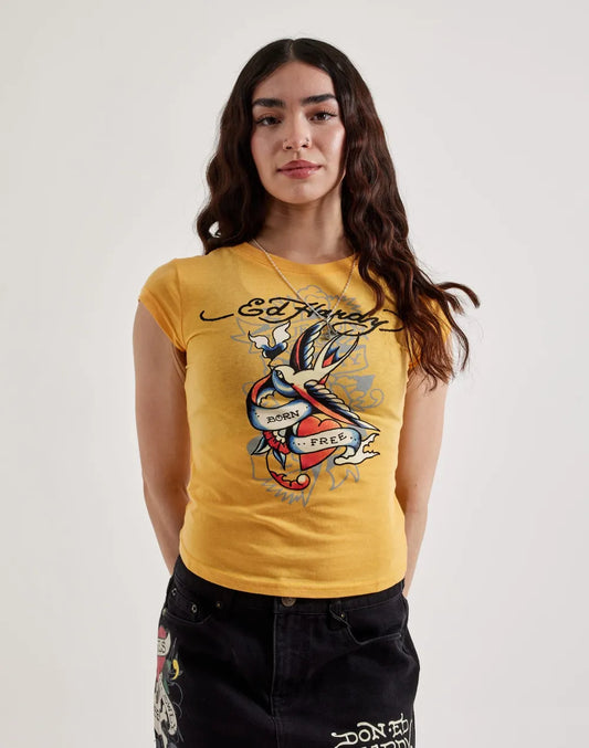Ed Hardy Swallow Cap Sleeve Tee