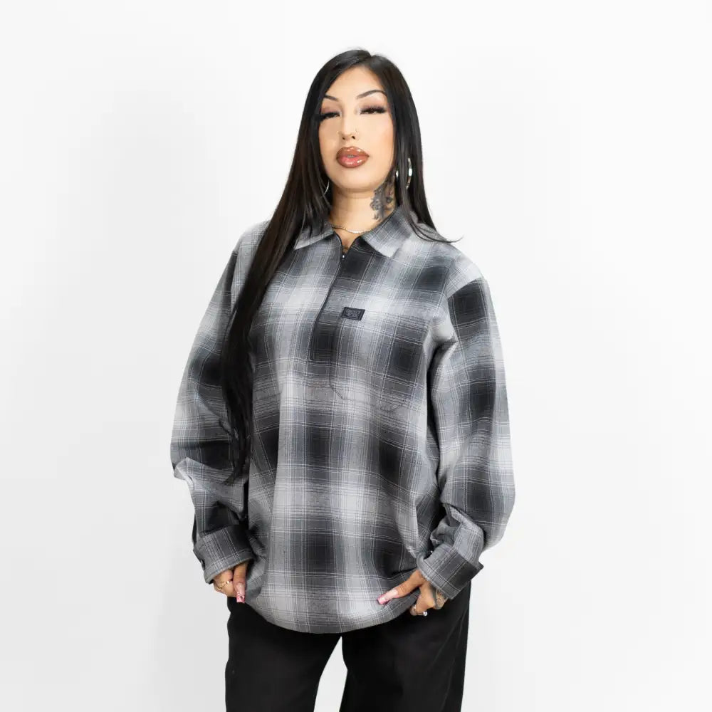 FB County Long Sleeve Checker Zip Shirt