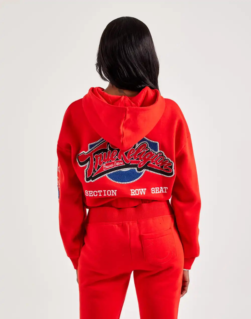 True Religion Crystal Patched Full-Zip Fleece Hoodie