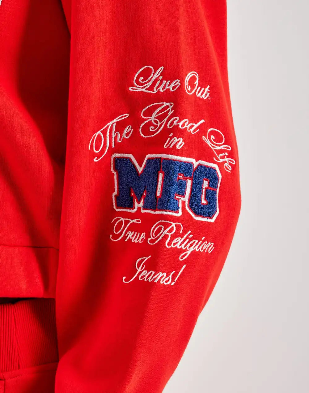 True Religion Crystal Patched Full-Zip Fleece Hoodie