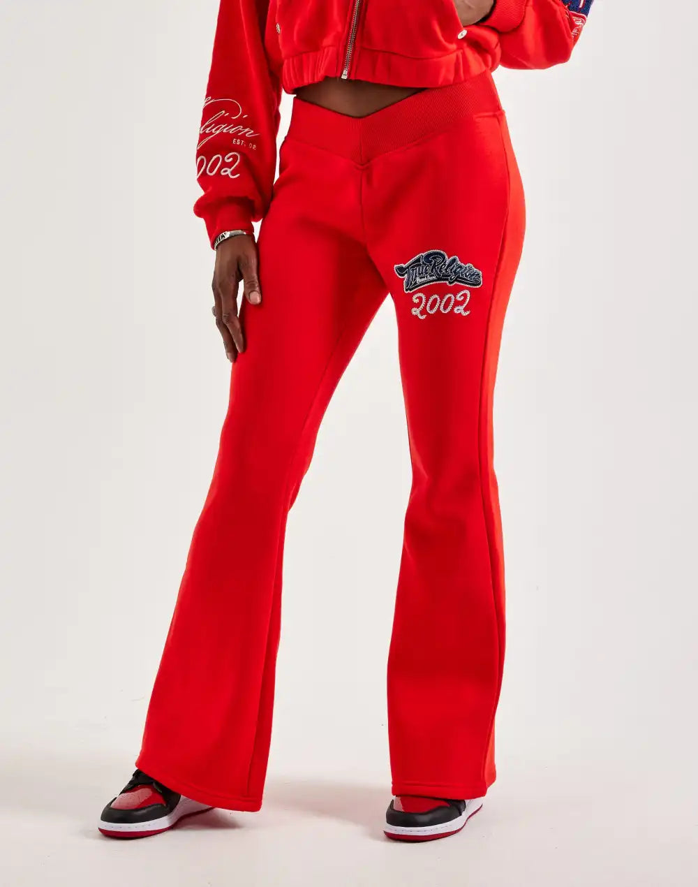 True Religion Crystal Logo Flare Fleece Pants