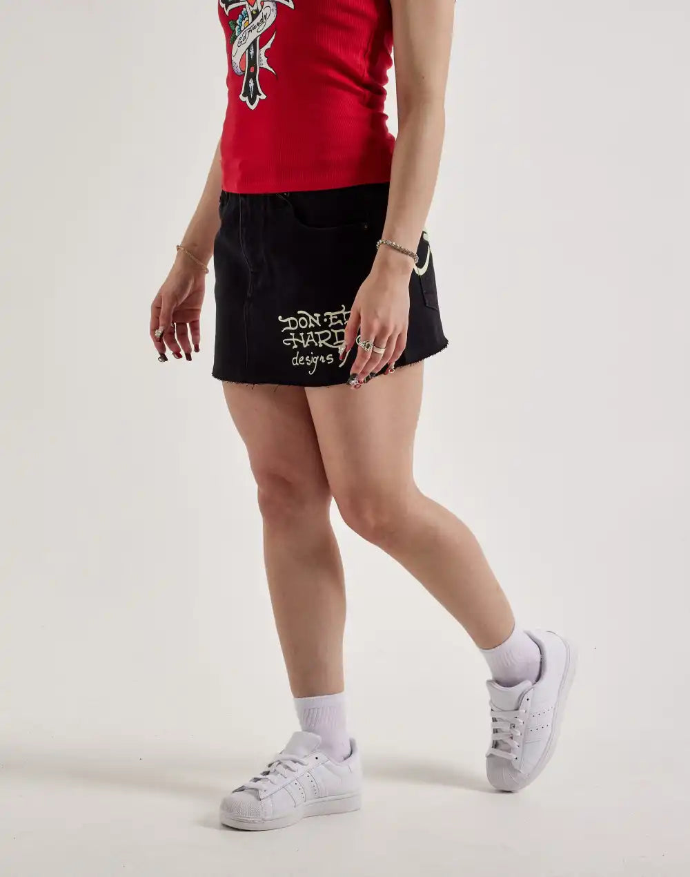 Ed Hardy Skull Denim Skirt