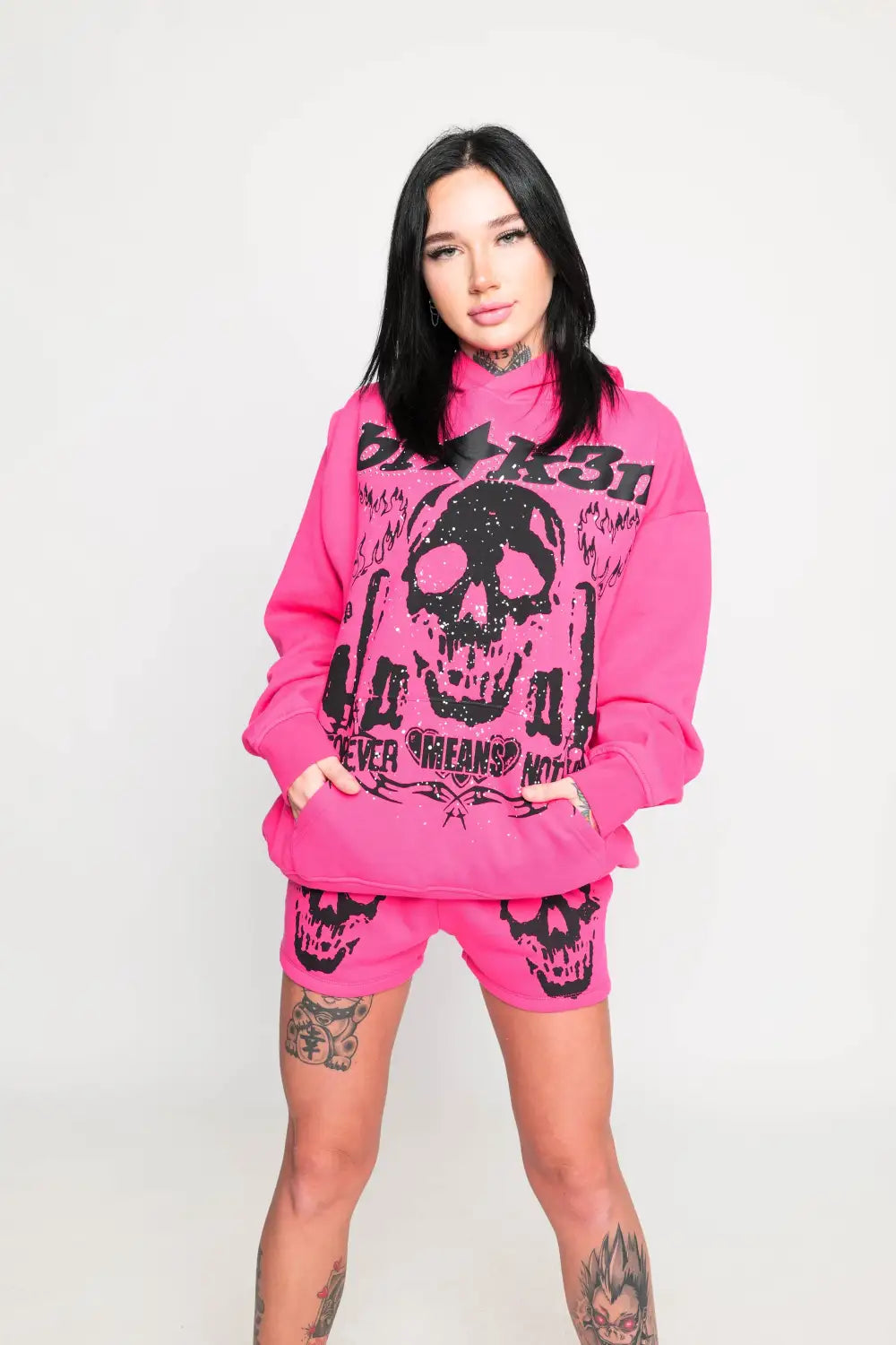 Faceless Rhinestone Hoodie Pink