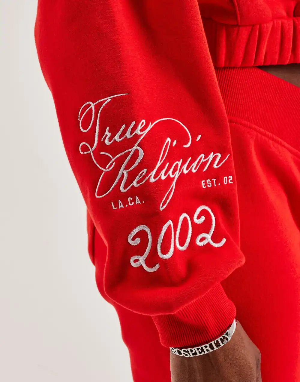 True Religion Crystal Patched Full-Zip Fleece Hoodie