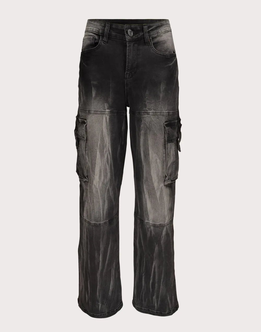 Grindhouse Wide Leg Cargo Denim Black Jeans
