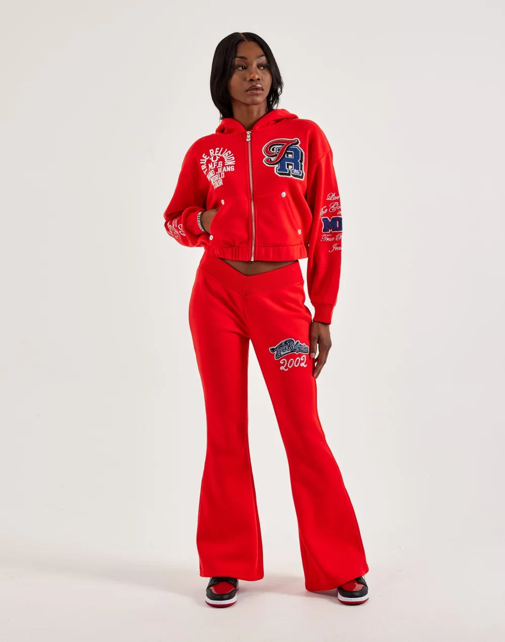 True Religion Crystal Patched Full-Zip Fleece Hoodie