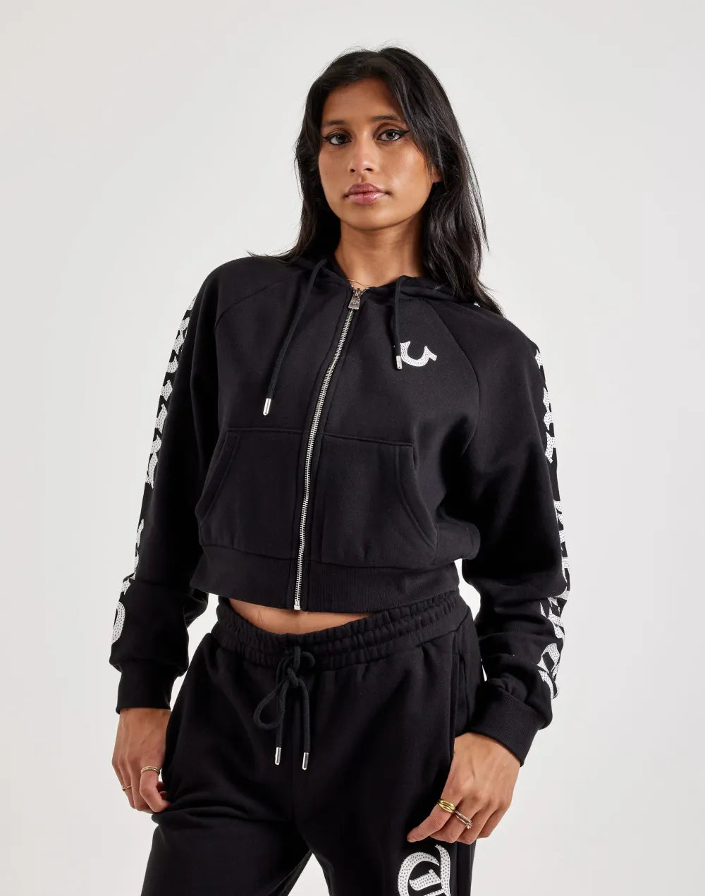 True Religion Crystal Full-Zip Fleece Hoodie