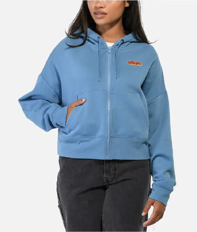Empyre Zuri Skate Light Blue Crop Zip Hoodie