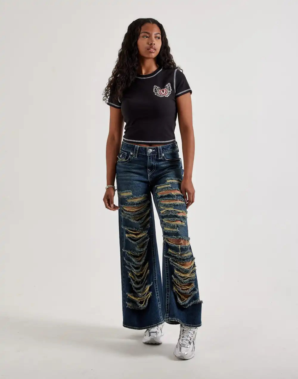 True Religion Contrast-Stitch Wing Baby Tee