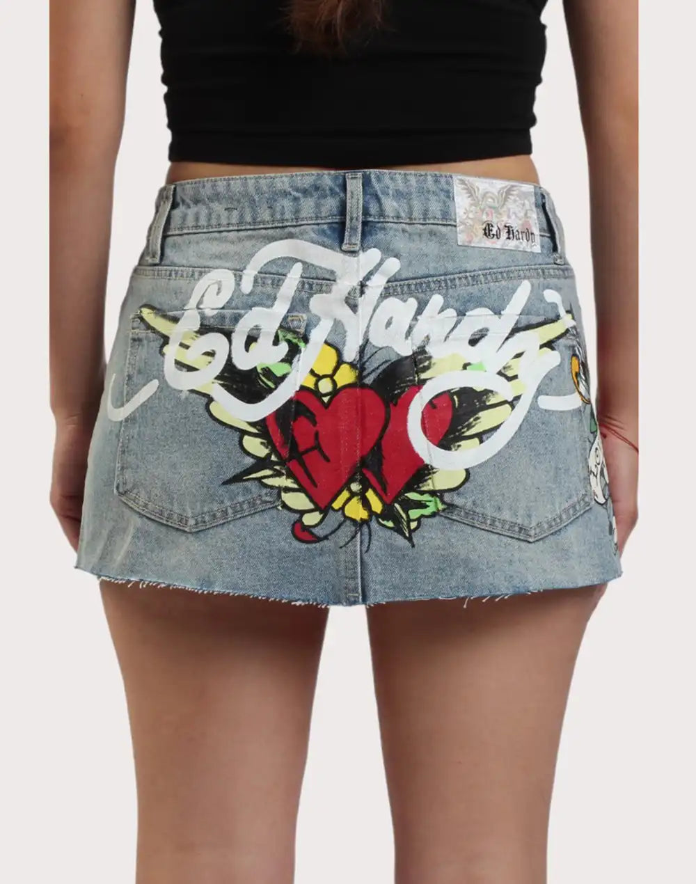 Ed Hardy Tiger Denim Mini Skirt
