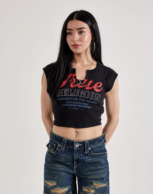 True Religion Retro Logo V-Notch Tee