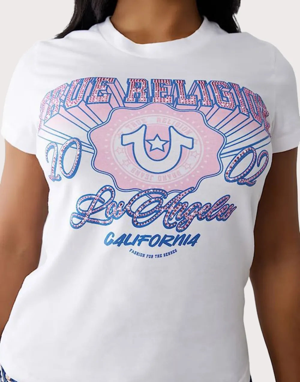 True Religion Crystal White/Pink Tee