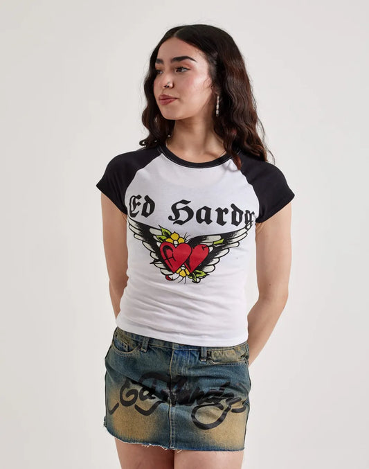 Ed Hardy Heart Wings Raglan Tee