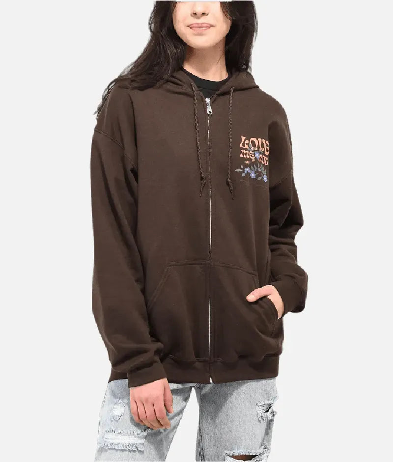 Empyre Love Me Not Dark Brown Zip Hoodie