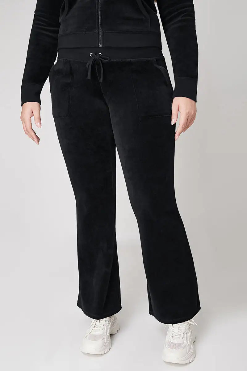 Plus-Size Hollywood Scottie Snap Pocket Cotton Velour Track Pants