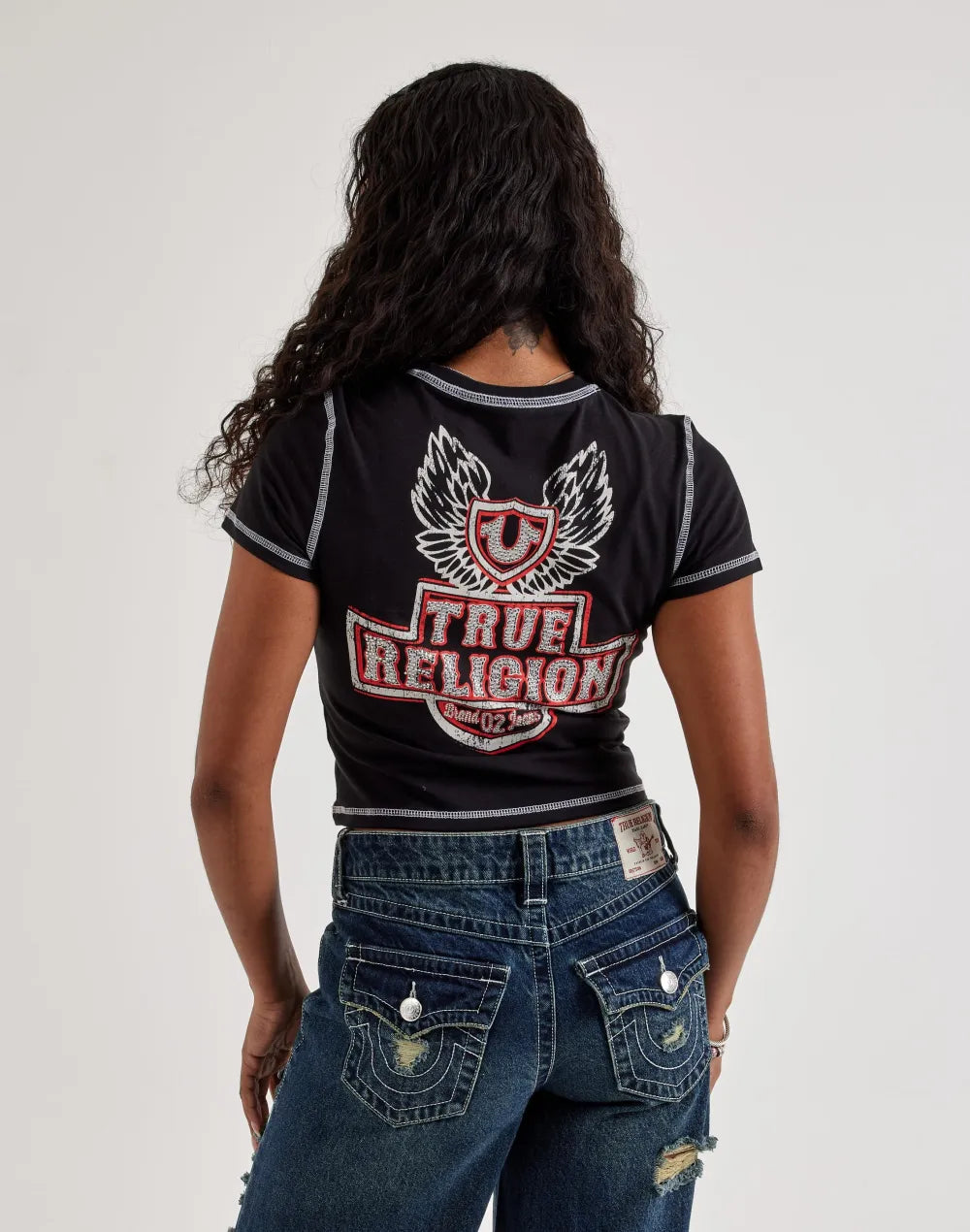 True Religion Contrast-Stitch Wing Baby Tee