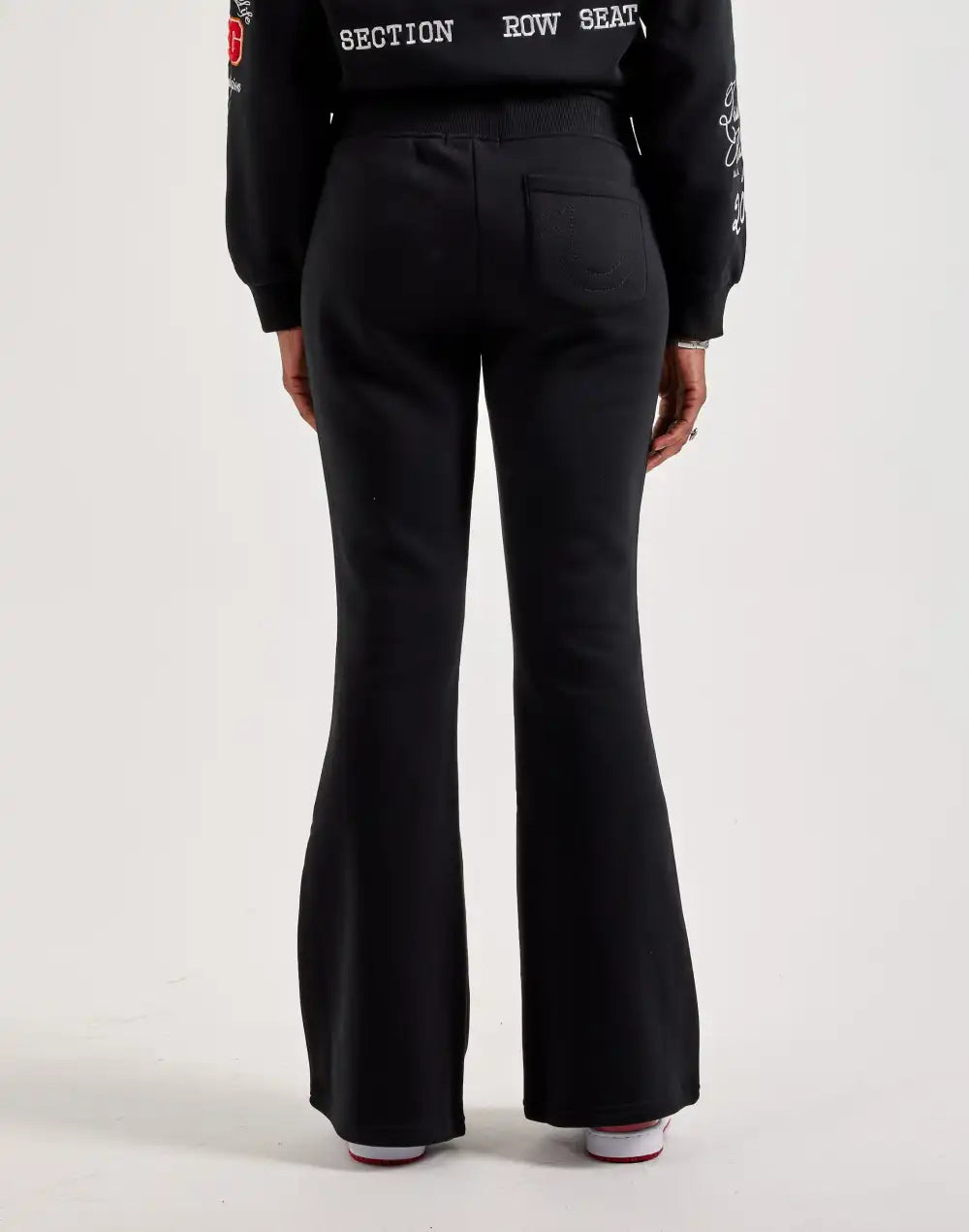 True Religion Crystal Logo Flare Fleece Pants