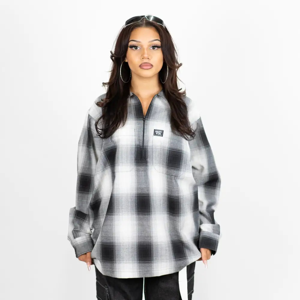 FB County Long Sleeve Checker Zip Shirt