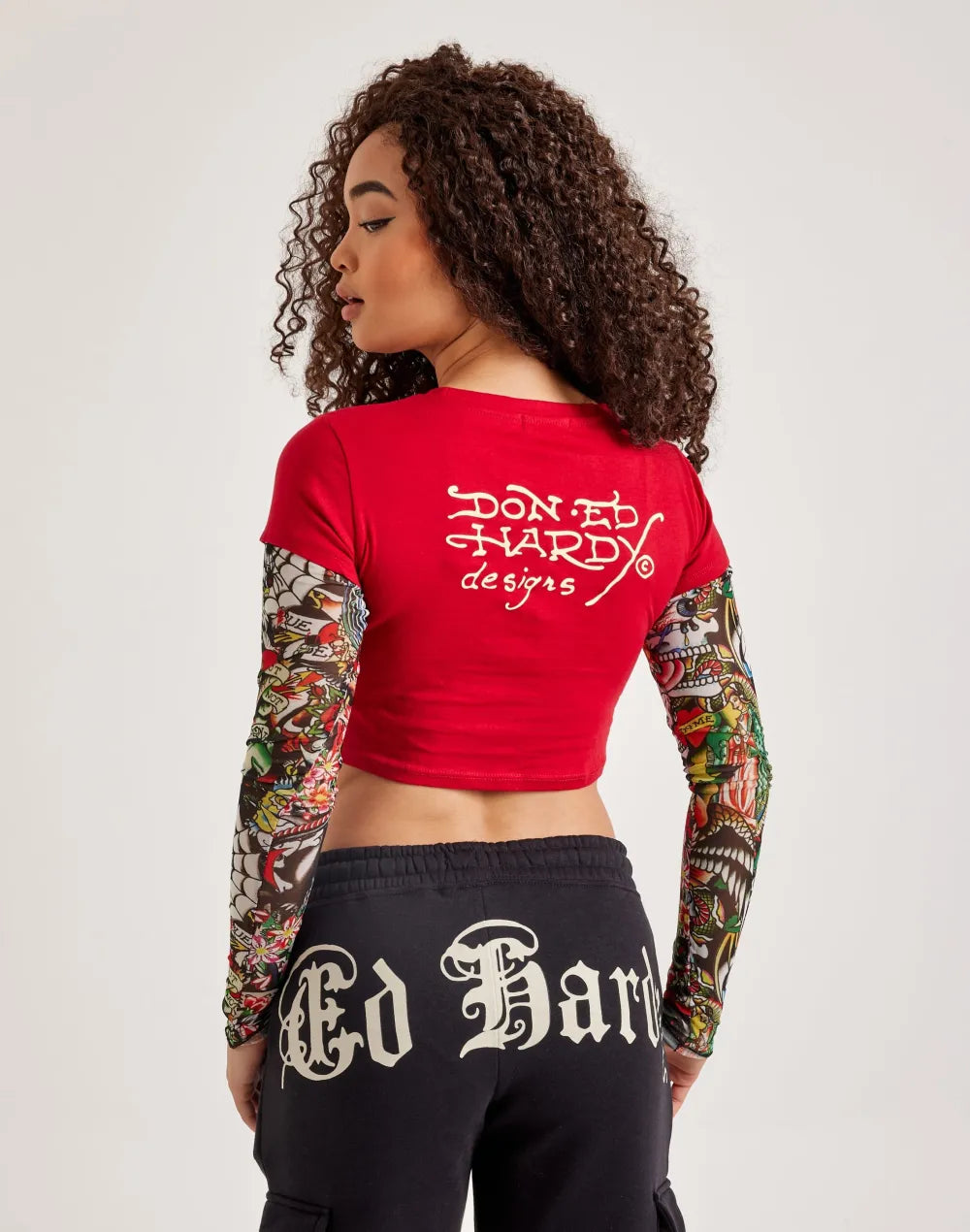 Ed Hardy Mesh True Eagle Tattoo Long-Sleeve Top