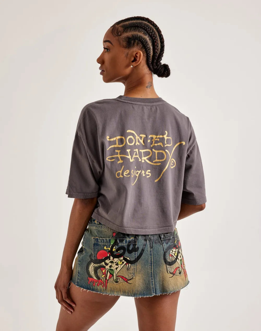 Ed Hardy Snake Heart Boxy Cropped Tee
