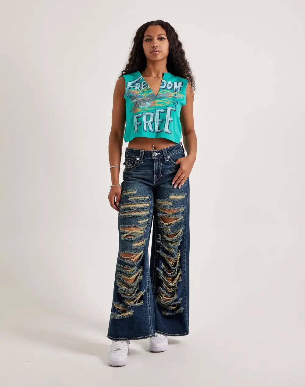 First Row Cropped Muscle Tank Top