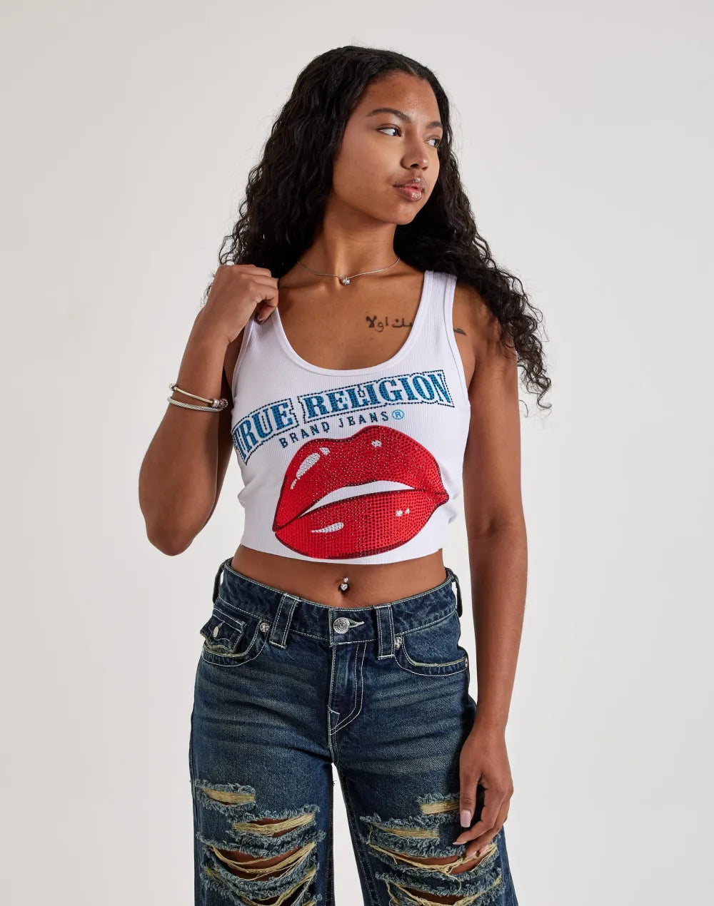 True Religion Crystal Lips Tank Top