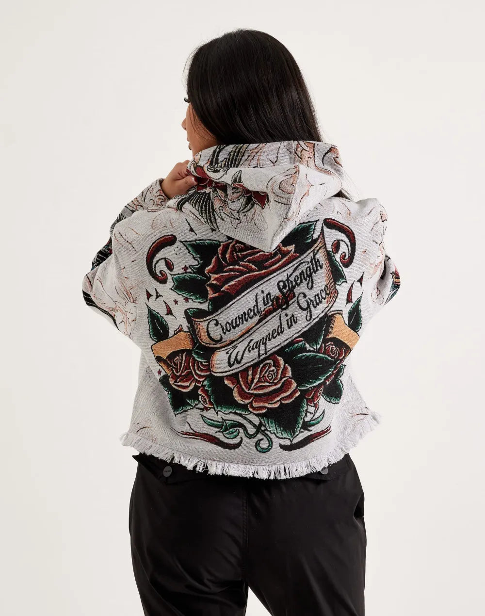 Majestik Fly High Tapestry Cropped Hoodie