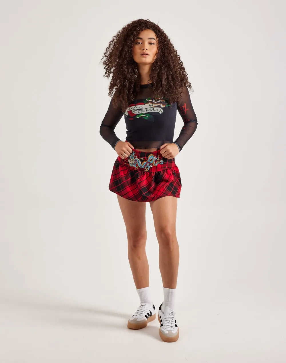 Ed Hardy Mesh Long-Sleeve Heart Top